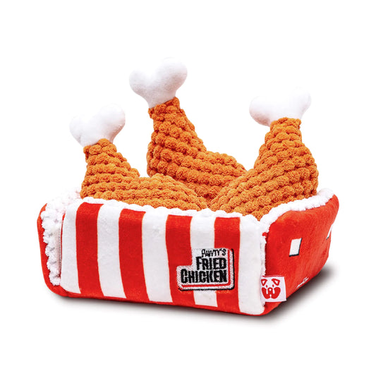 Pawty Dog Toys - PAWTY Fried Chicken Interactive Dog Toy - Snuffle Nosework Toy with Squeaker - Pet Stress Relief Game Hide Treat Food Puzzle - Small to Medium Dog - Durable Cute Dog Gifts Birthday