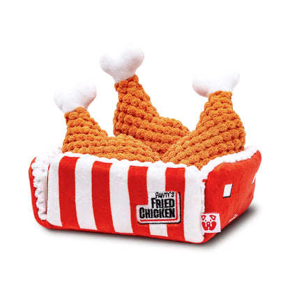 Pawty Dog Toys - PAWTY Fried Chicken Interactive Dog Toy - Snuffle Nosework Toy with Squeaker - Pet Stress Relief Game Hide Treat Food Puzzle - Small to Medium Dog - Durable Cute Dog Gifts Birthday