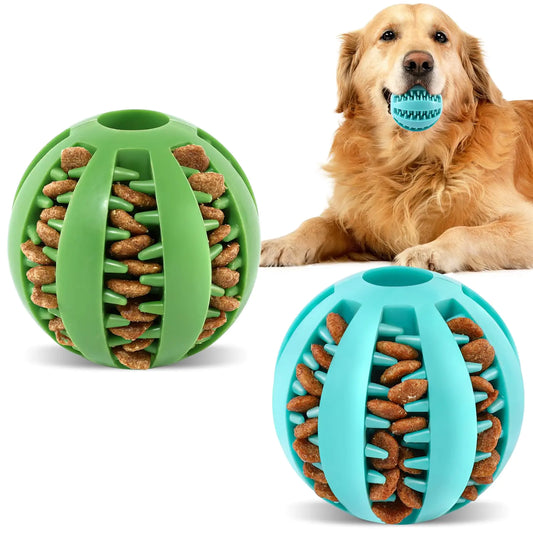 Chew Toy Balls 2pack Interactive Dog Treat Dispensing Ball Rubber Dog Puzzle Toy Chewing Toys for Boredom and Brain Stimulating Game Puppy Teething Chew Toys