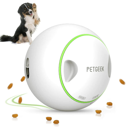 PETGEEK Interactive Dog Treat Ball Automatic Treat Dispensing Dog Toys Slow Feeder Electronic Dog Puzzle Toys for IQ Training Safe ABS Material Motion Balls for Dogs Games