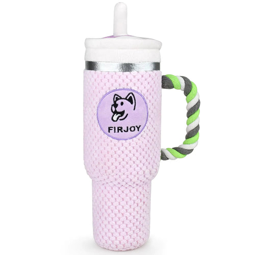 FIRJOY Funny Dog Toys - Cute Stanley-Shaped Cup Squeaky Dog Toy for All Dog Breeds and Sizes (Lilac)