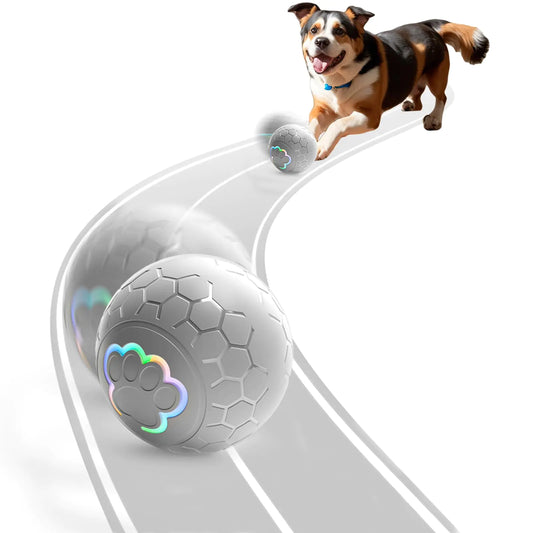 Smart Interactive Dog Toys Ball Auto Bouncing Rotating Ball Moving Pet Toys for Dogs 20 lbs (Size Small - 2.2-inch Diameter) USB Rechargeable Fun Gift for Boredom Grey